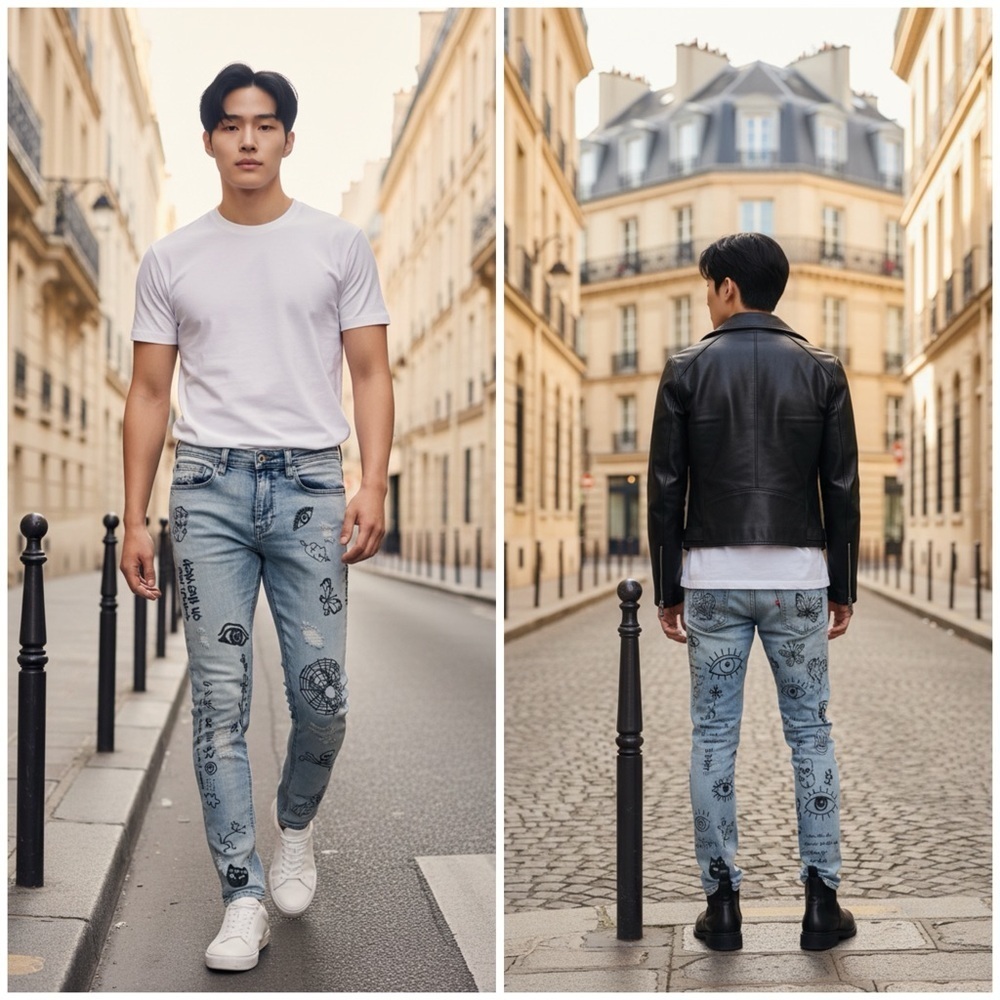 Ninth Hall Rogue Printed Graffiti 30x31 Light Wash Skinny Jeans Statement